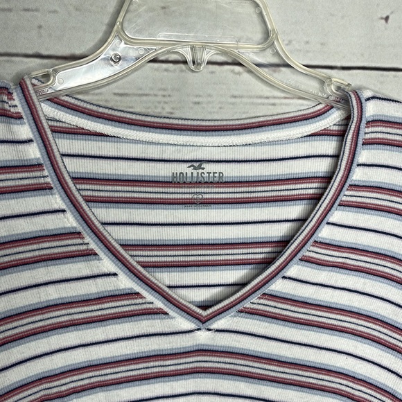 Hollister Long Sleeve Striped Ruched Front Shirt Blouse Sz Small! - Picture 3 of 6